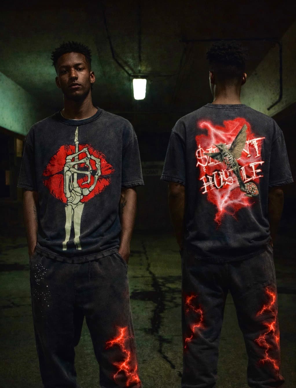 Models wearing Silent Hustle shush set